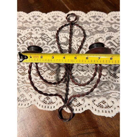 Twisted Metal Double Candlestick Wall Hanging - Picture 6 of 7
